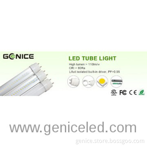 AC100-240V 2835SMD CRI>80 2000lm 18W T8 dimmable LED tube